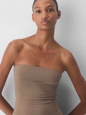 Aritzia Contour Strapless Top in Taupe Brown